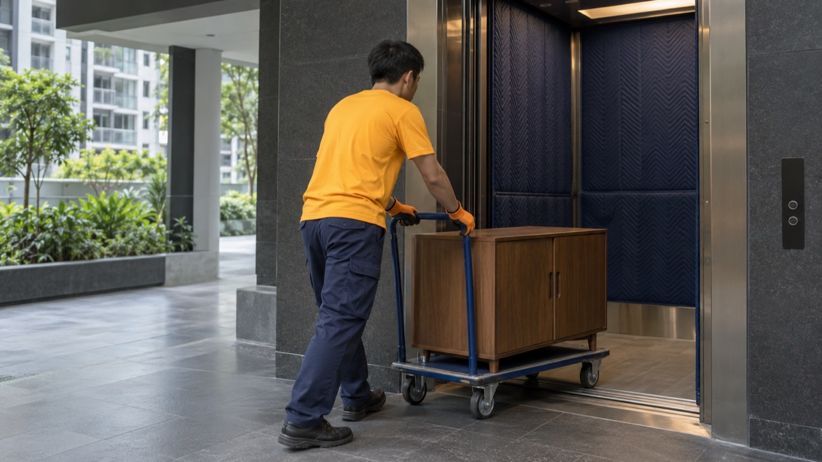 Collector using a protected service lift for a furniture collection