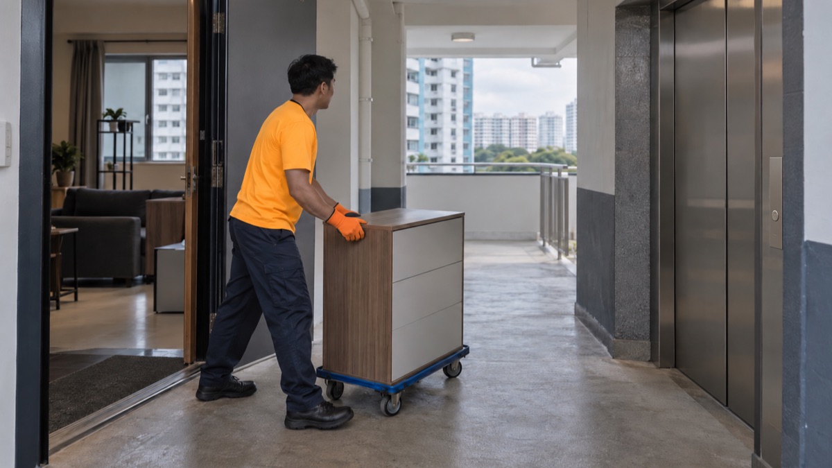 Mover checking the collection route for unwanted furniture