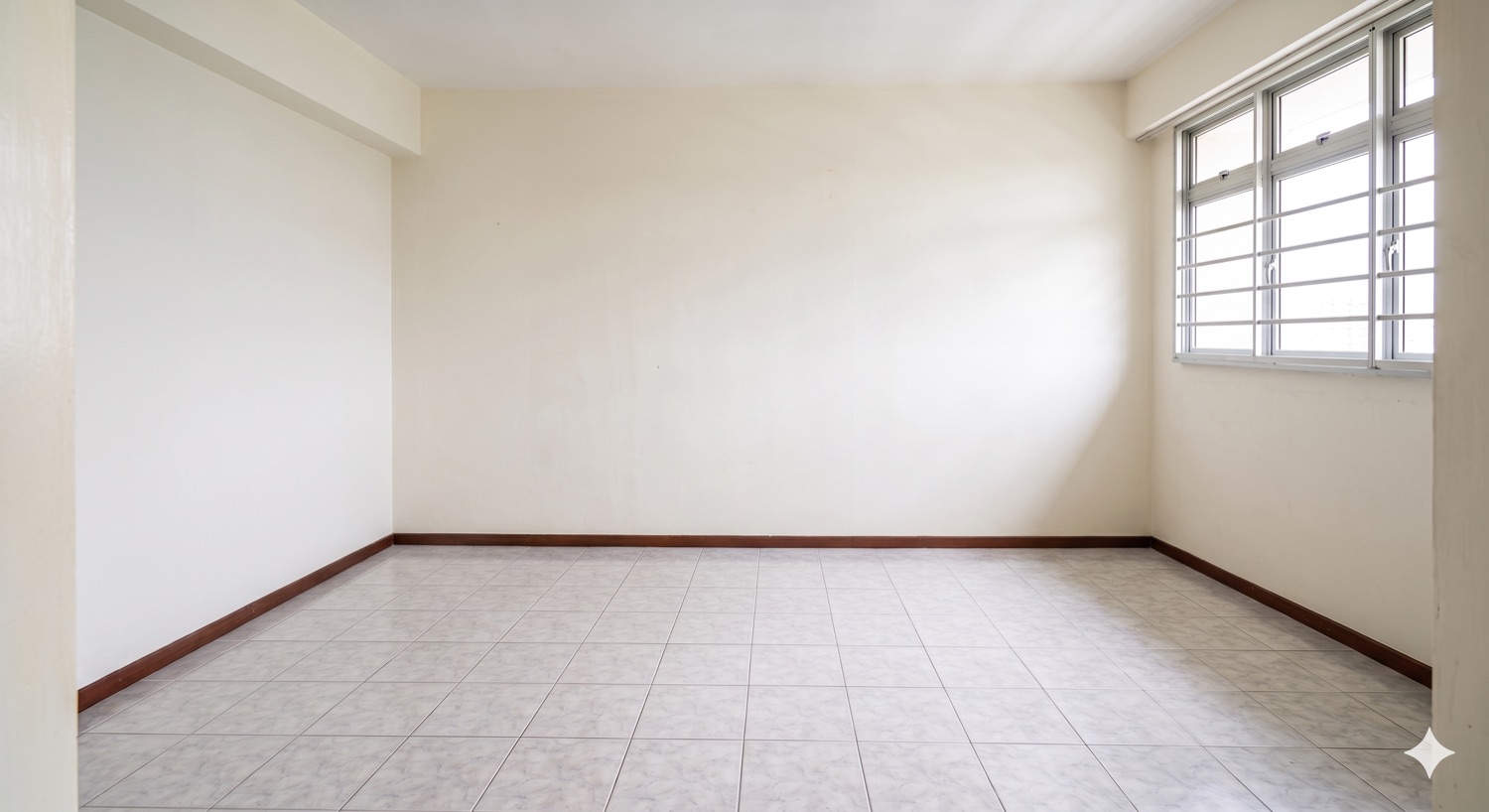 Same room cleared and empty after same-day bulky-item removal